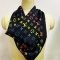 Custom LV design print silk feeling functional neck scarf head scarf sleeping hair wrapping scarf decorative scarf etc   ITEM NO.: HF-SF001