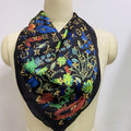Custom LV design print silk feeling functional neck scarf head scarf sleeping hair wrapping scarf decorative scarf etc   ITEM NO.: HF-SF005