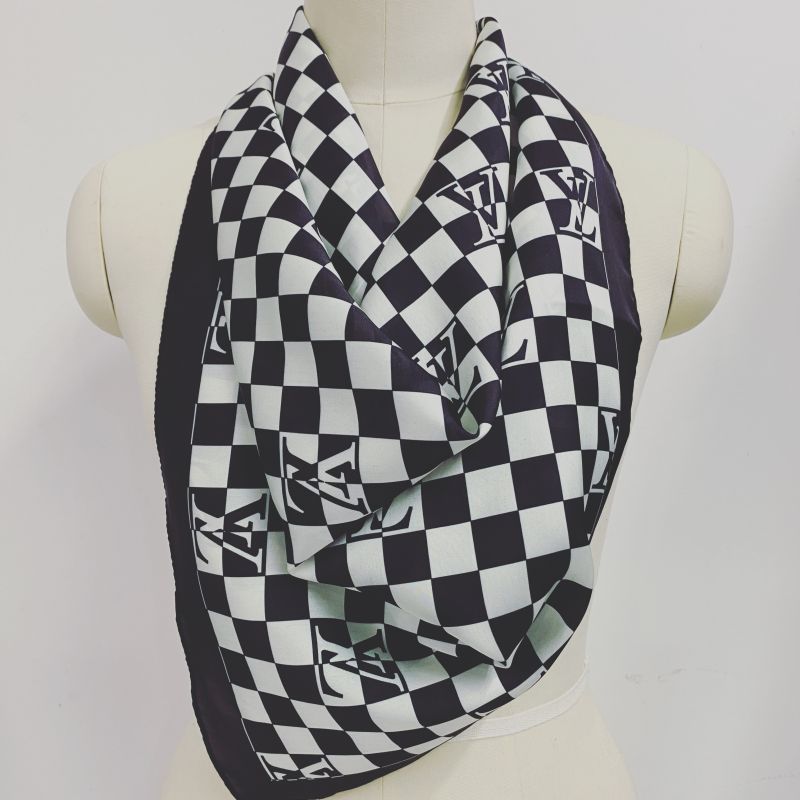 Custom LV design print silk feeling functional neck scarf head scarf sleeping hair wrapping scarf decorative scarf etc   ITEM NO.: HF-SF010