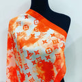 Custom LV design print silk feeling functional neck scarf head scarf sleeping hair wrapping scarf decorative scarf etc   ITEM NO.: HF-SF015