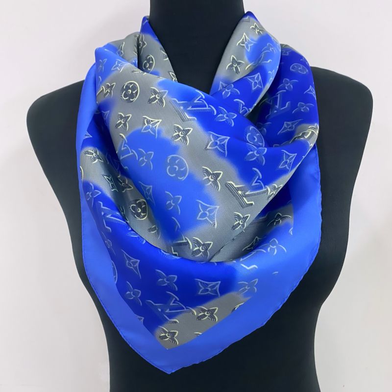 Custom LV design print silk feeling functional neck scarf head scarf sleeping hair wrapping scarf decorative scarf etc   ITEM NO.: CS-SF016