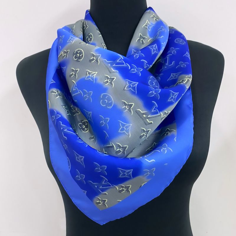 Custom LV design print silk feeling functional neck scarf head scarf sleeping hair wrapping scarf decorative scarf etc   ITEM NO.: HF-SF016