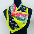 Custom LV design print silk feeling functional neck scarf head scarf sleeping hair wrapping scarf decorative scarf etc   ITEM NO.: HF-SF021
