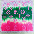 Custom LV design print silk feeling functional neck scarf head scarf sleeping hair wrapping scarf decorative scarf etc   ITEM NO.: HF-SF042