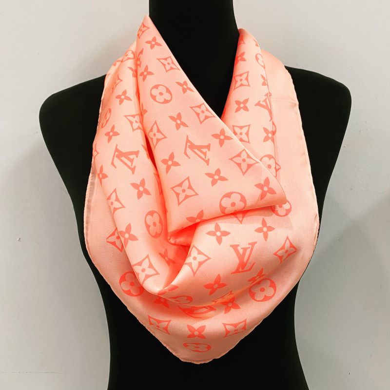 Custom LV design print silk feeling functional neck scarf head scarf sleeping hair wrapping scarf decorative scarf etc   ITEM NO.: CS-SF044