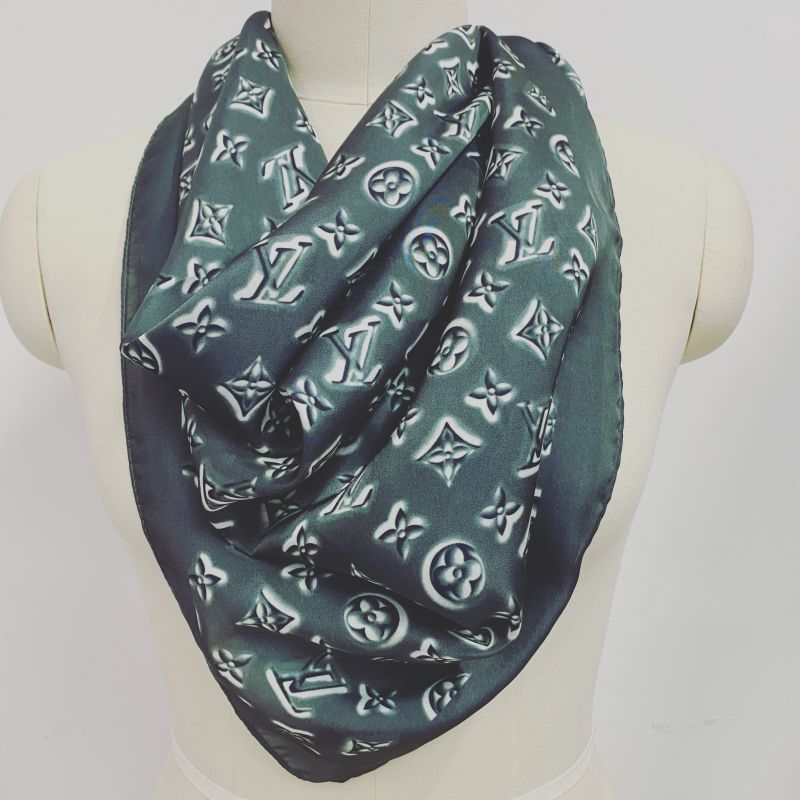 Custom LV design print silk feeling functional neck scarf head scarf sleeping hair wrapping scarf decorative scarf etc   ITEM NO.: CS-SF045