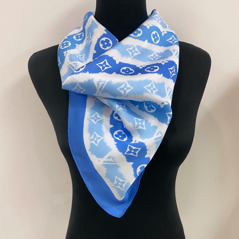 Custom LV design print silk feeling functional neck scarf head scarf sleeping hair wrapping scarf decorative scarf etc   ITEM NO.: CS-SF049