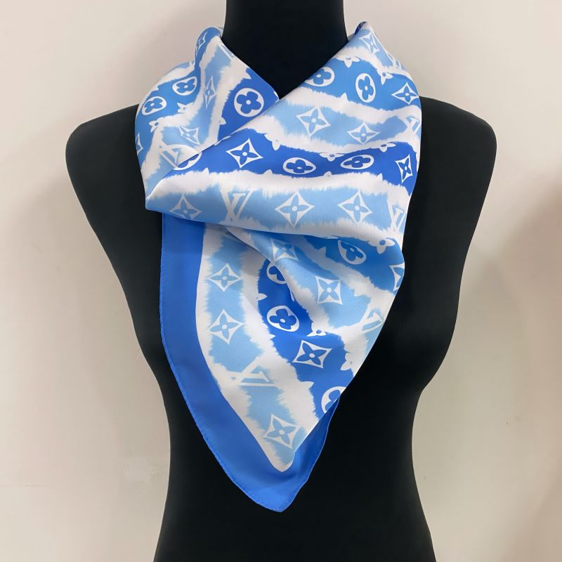Custom LV design print silk feeling functional neck scarf head scarf sleeping hair wrapping scarf decorative scarf etc   ITEM NO.: HF-SF049