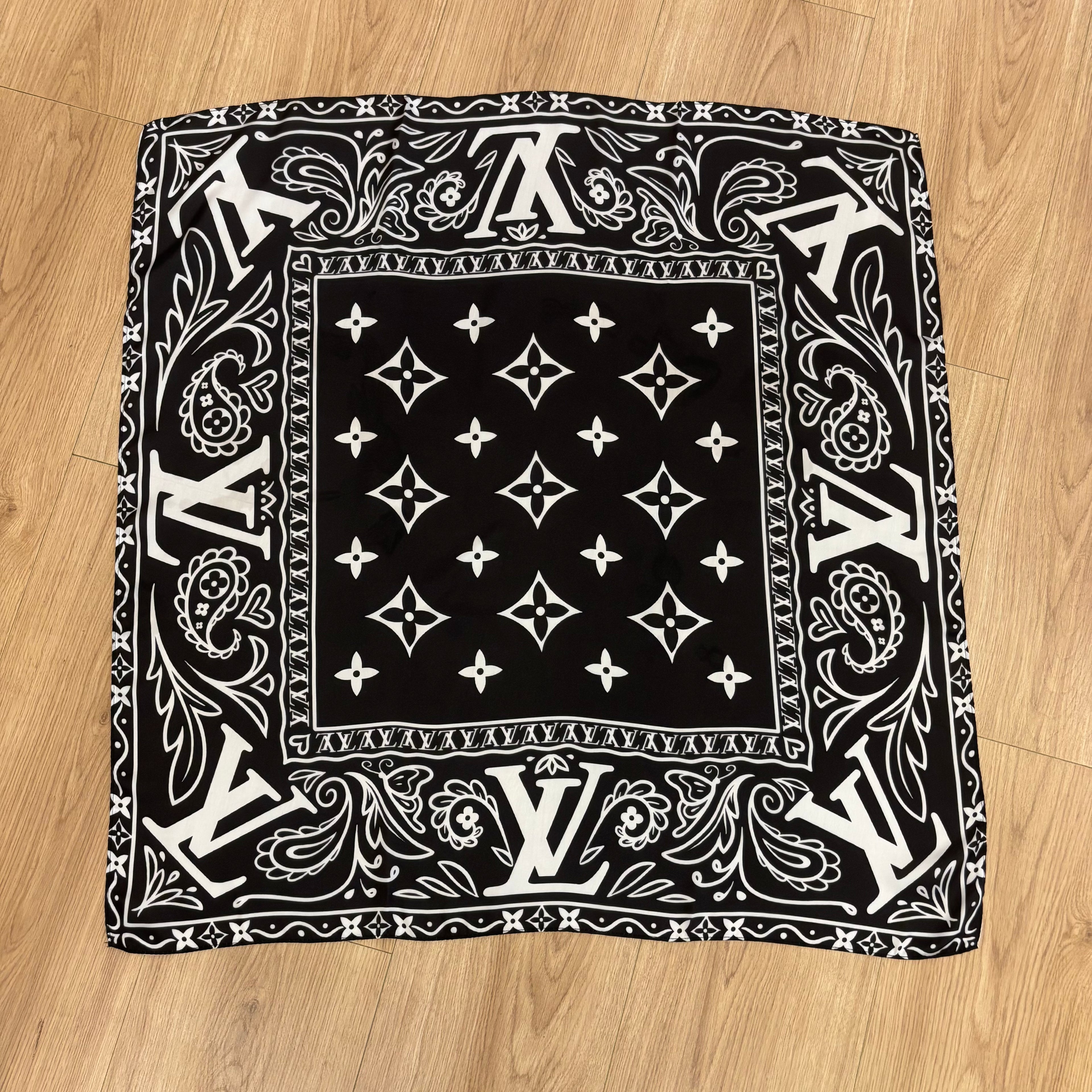 Custom LV Paisley design print silk feeling functional neck scarf head scarf sleeping hair wrapping scarf decorative scarf etc   ITEM NO.: HF-SF054