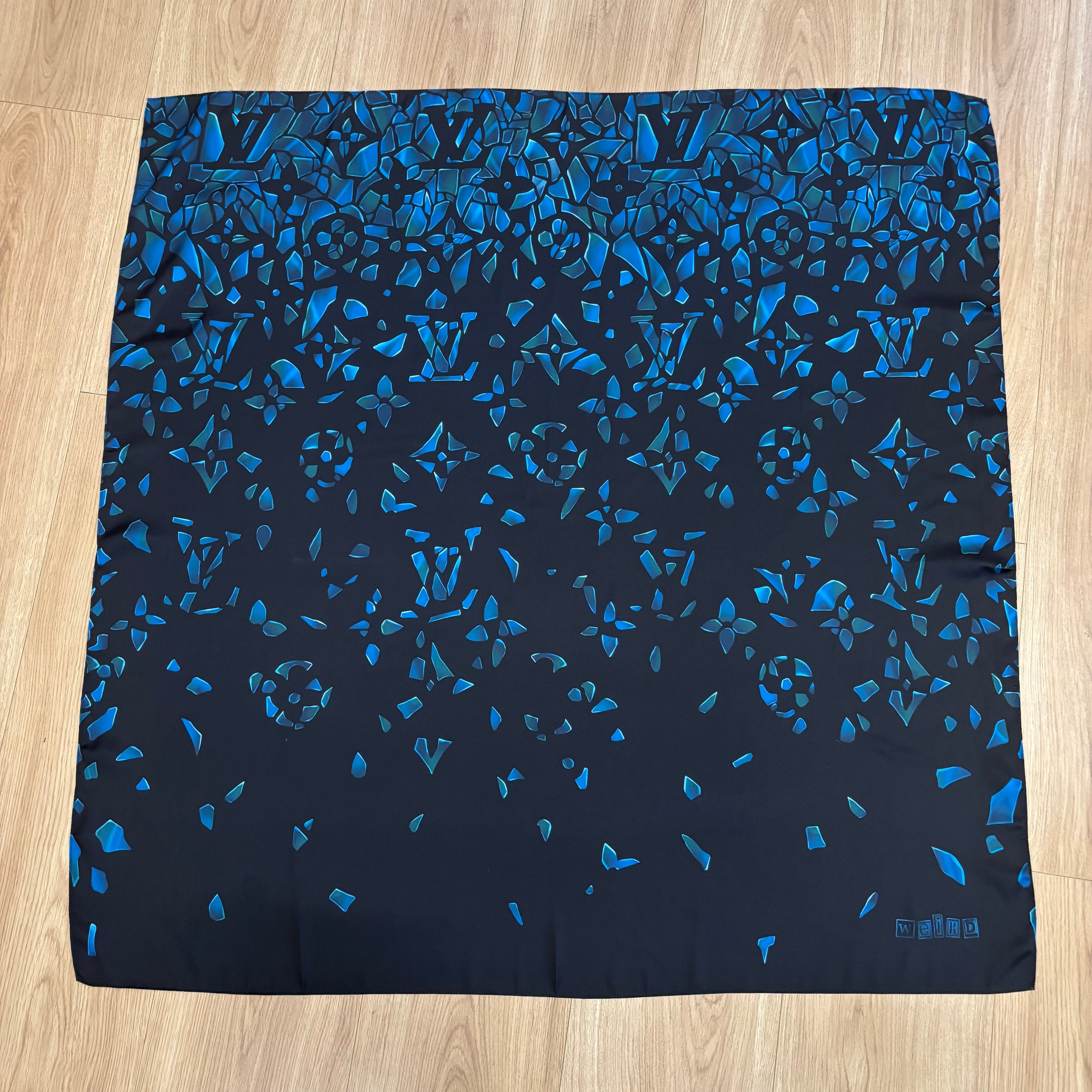 Custom LV printed silky functional scarf in collaborative design by talented designer  ITEM NO.: HF-SF057