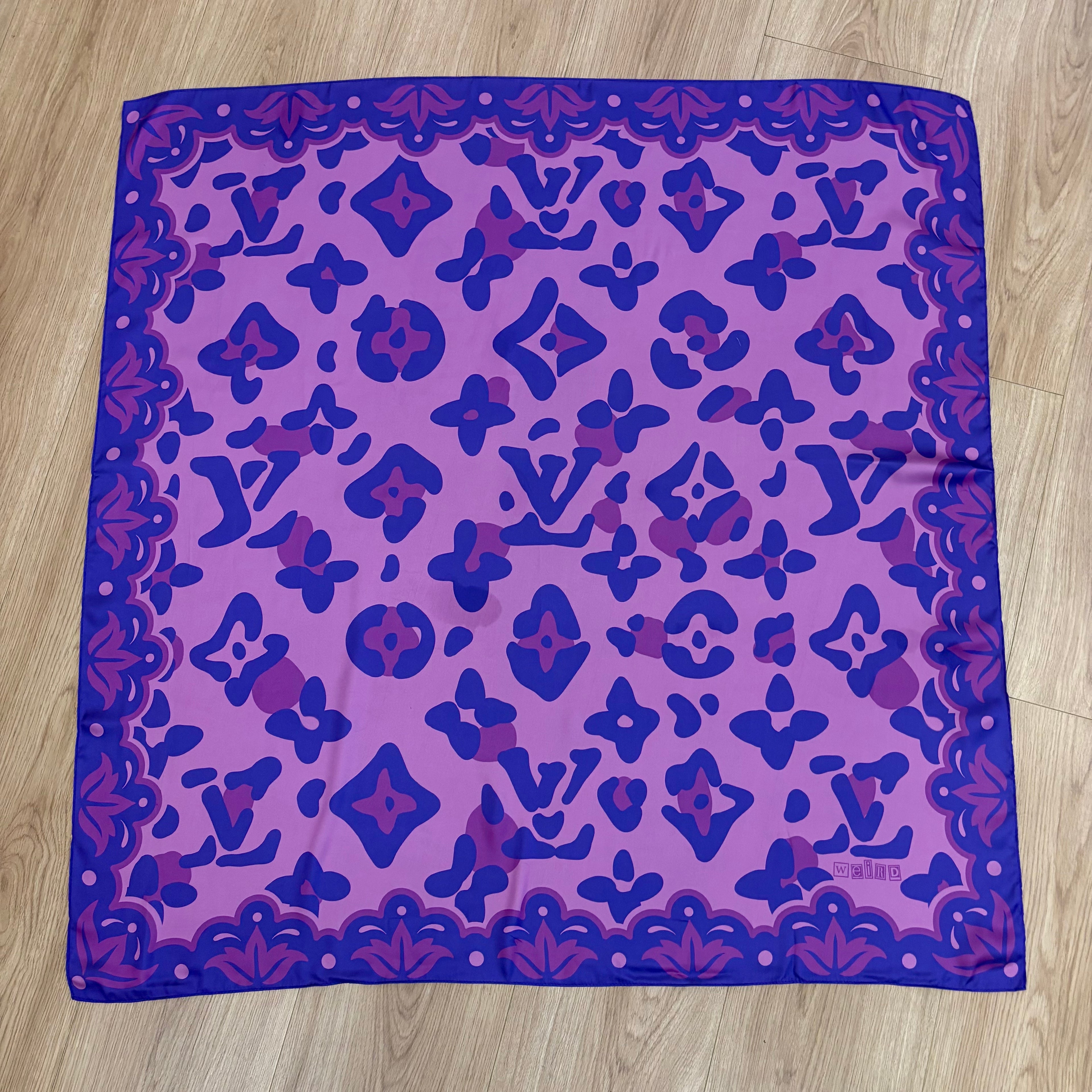 Custom LV printed silky functional scarf in collaborative design by talented designer  ITEM NO.: HF-SF061