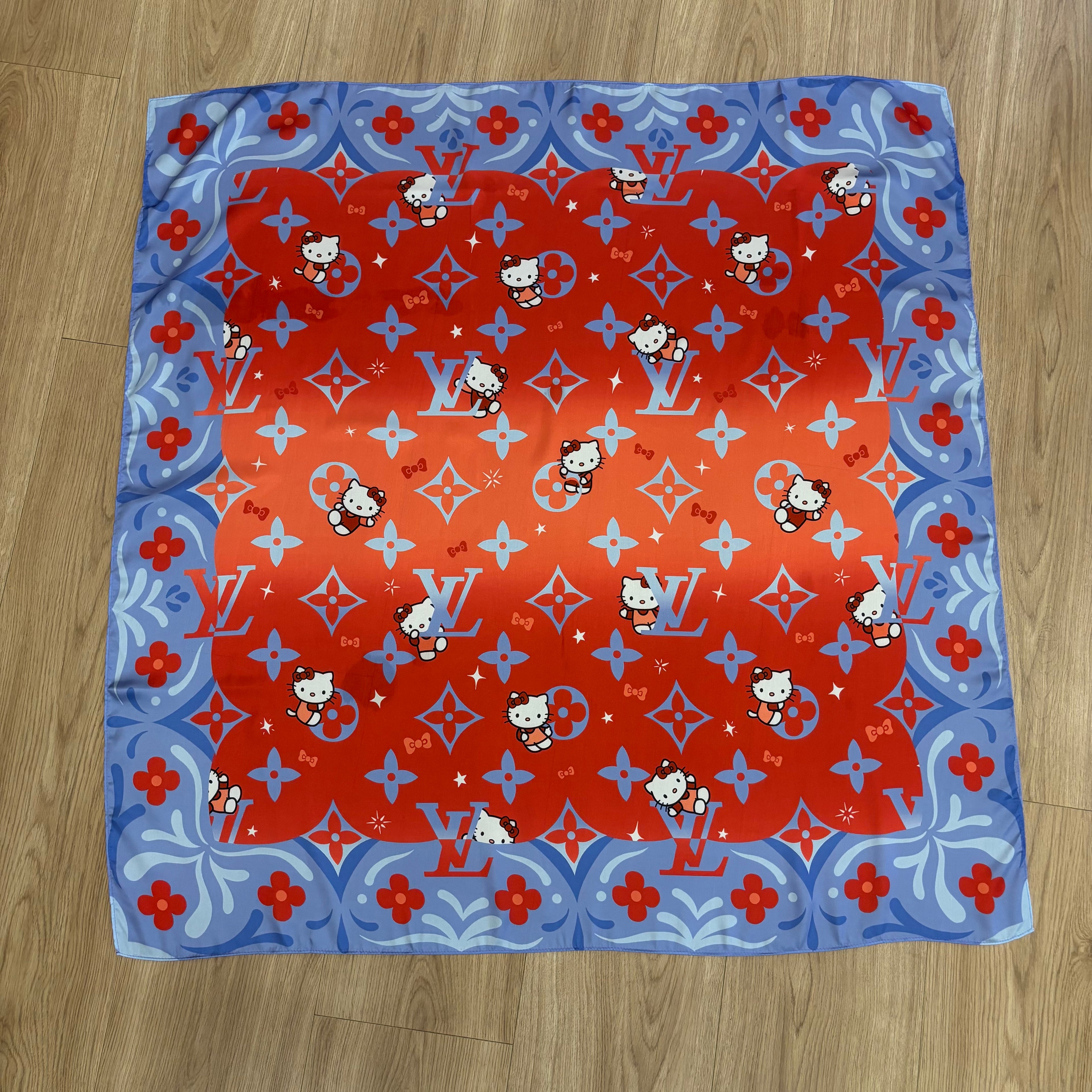 Custom LV printed silky functional scarf in collaborative design by talented designer  ITEM NO.: HF-SF063