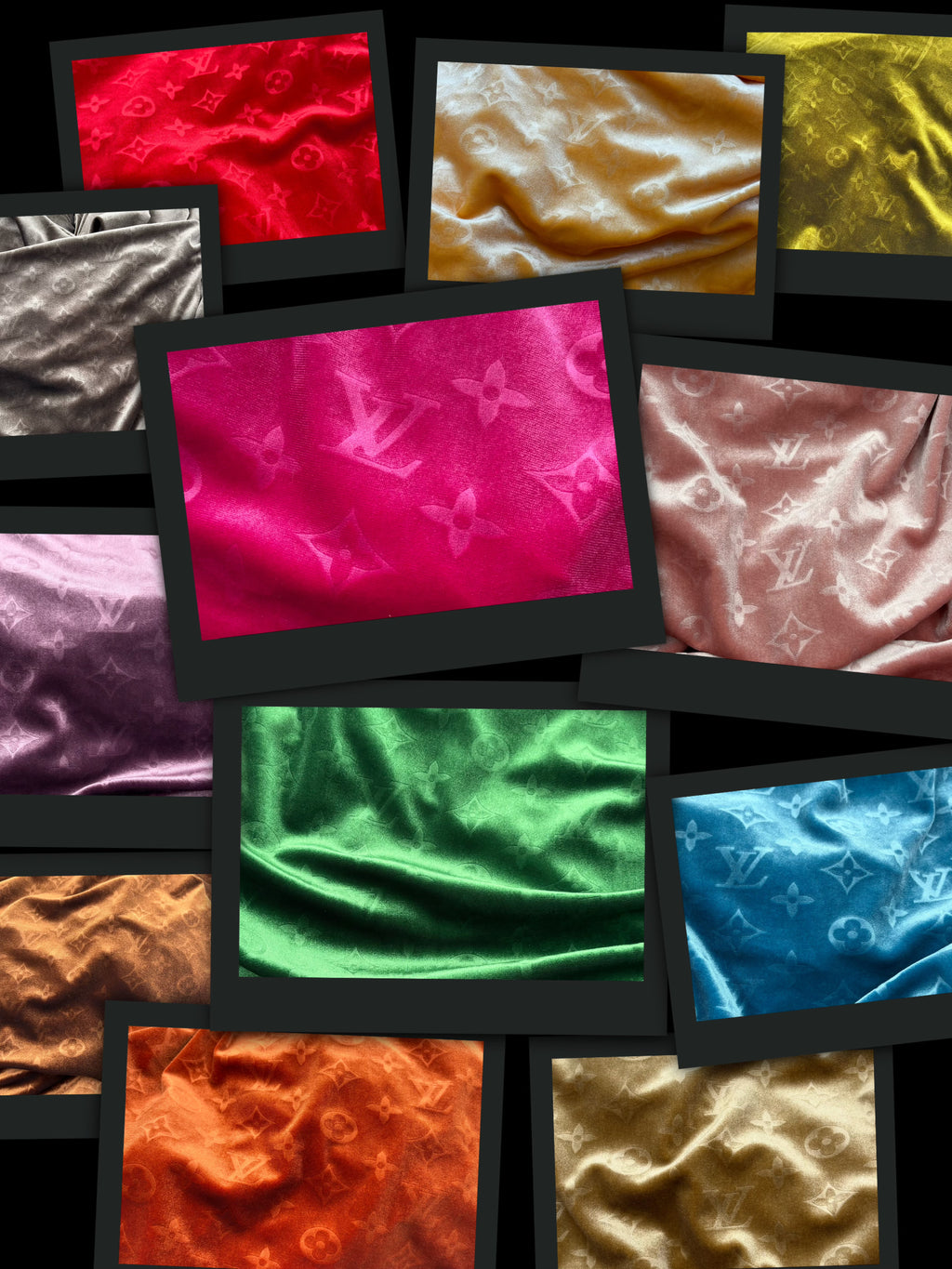 Mutiple Colors Designer LV Logo Embossed Luxury Shinning Velvet Fabrics NO.: LV-F142