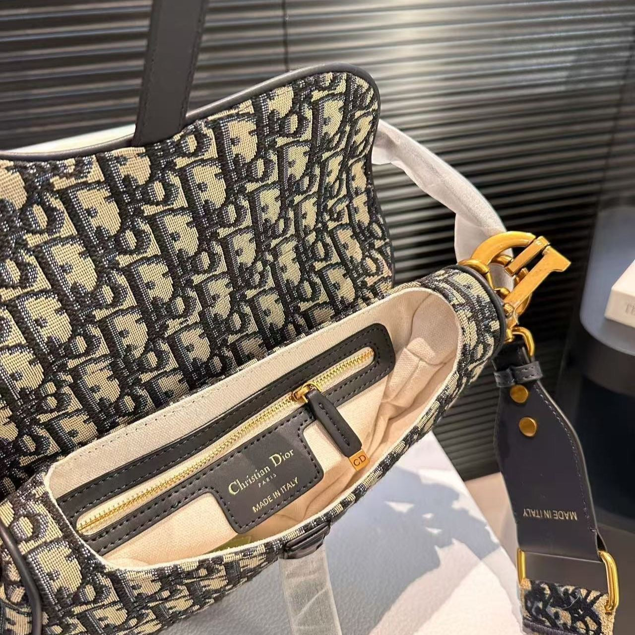 High-end Classic Christian Dior Jacquard Small Single Shoulder Underarm Crossbody Saddle Bag Item NO.: HF-BG043
