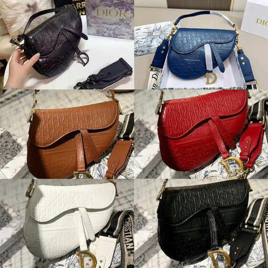 High-end Vintage Style Embossed Leather Christian Dior Small Single Shoulder Underarm Crossbody Saddle Bag Item NO.: HF-BG042
