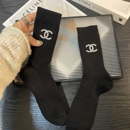 CC Rhinestone Hot-Fix Over-the-Knee Women's Socks Item NO.:HF-SK002