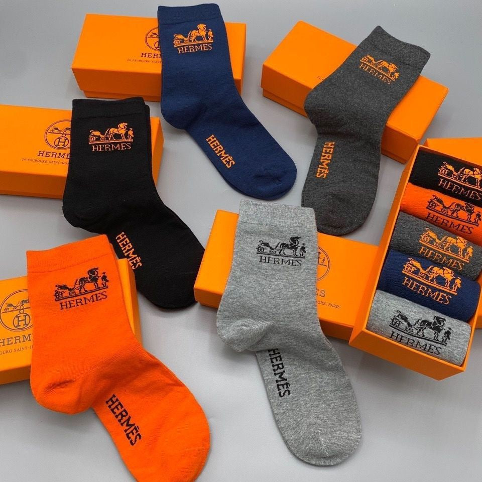 HERMES Premium Odor-Resistant Cotton Men's Socks 5-Pair Pack Item NO.:HF-SK003
