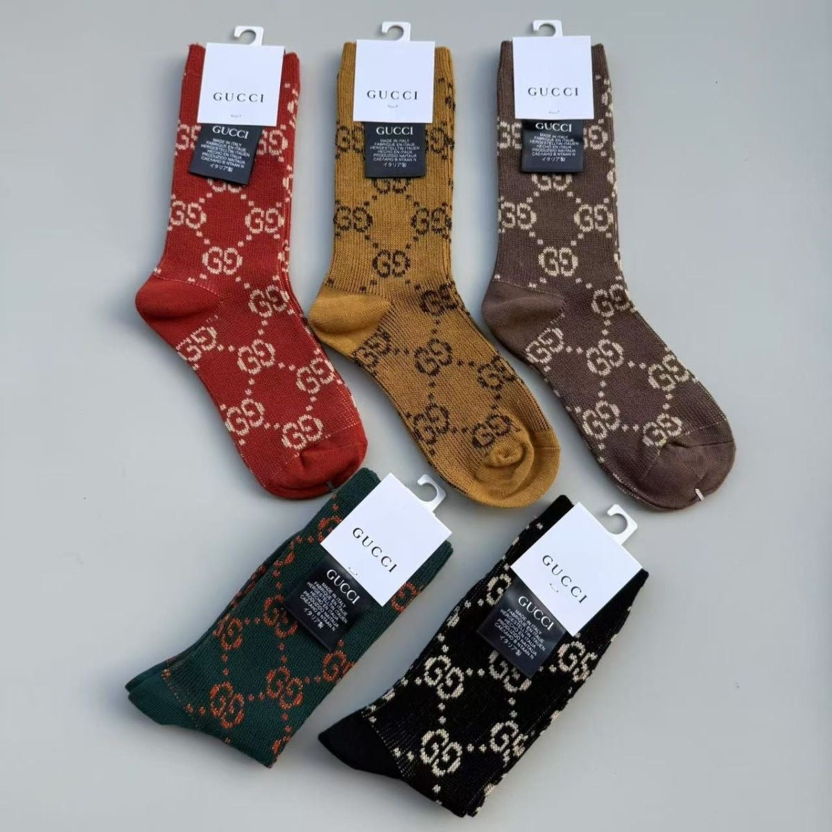 GG Letter Metallic Yarn Mid-Calf Slouch Socks Item NO.:HF-SK010