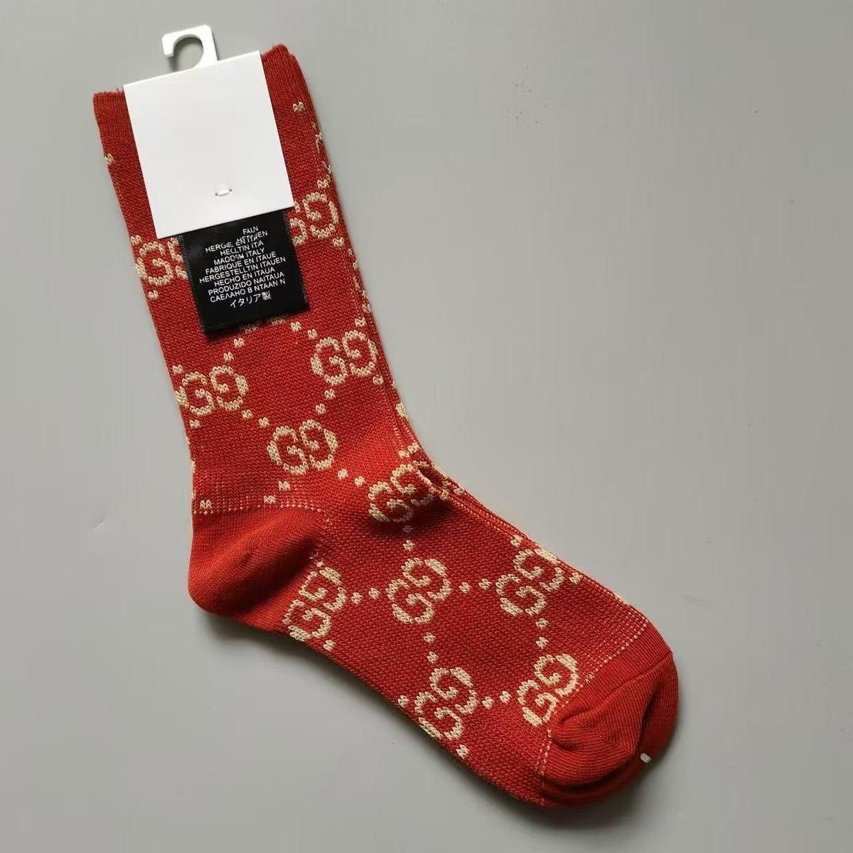 GG Letter Metallic Yarn Mid-Calf Slouch Socks Item NO.:HF-SK010