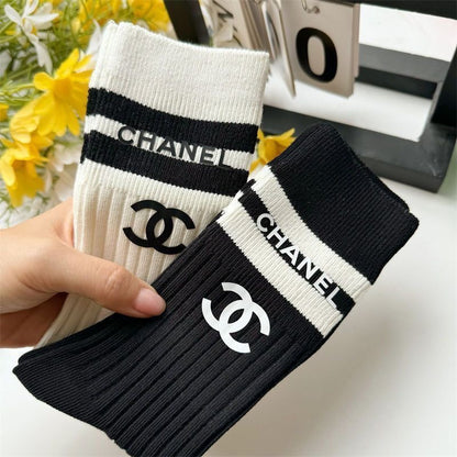 CC Women's Letter Heat-Printed Athletic Socks Item NO.:HF-SK008