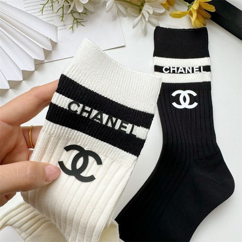 CC Women's Letter Heat-Printed Athletic Socks Item NO.:HF-SK008