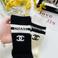 CC Women's Letter Heat-Printed Athletic Socks Item NO.:HF-SK008