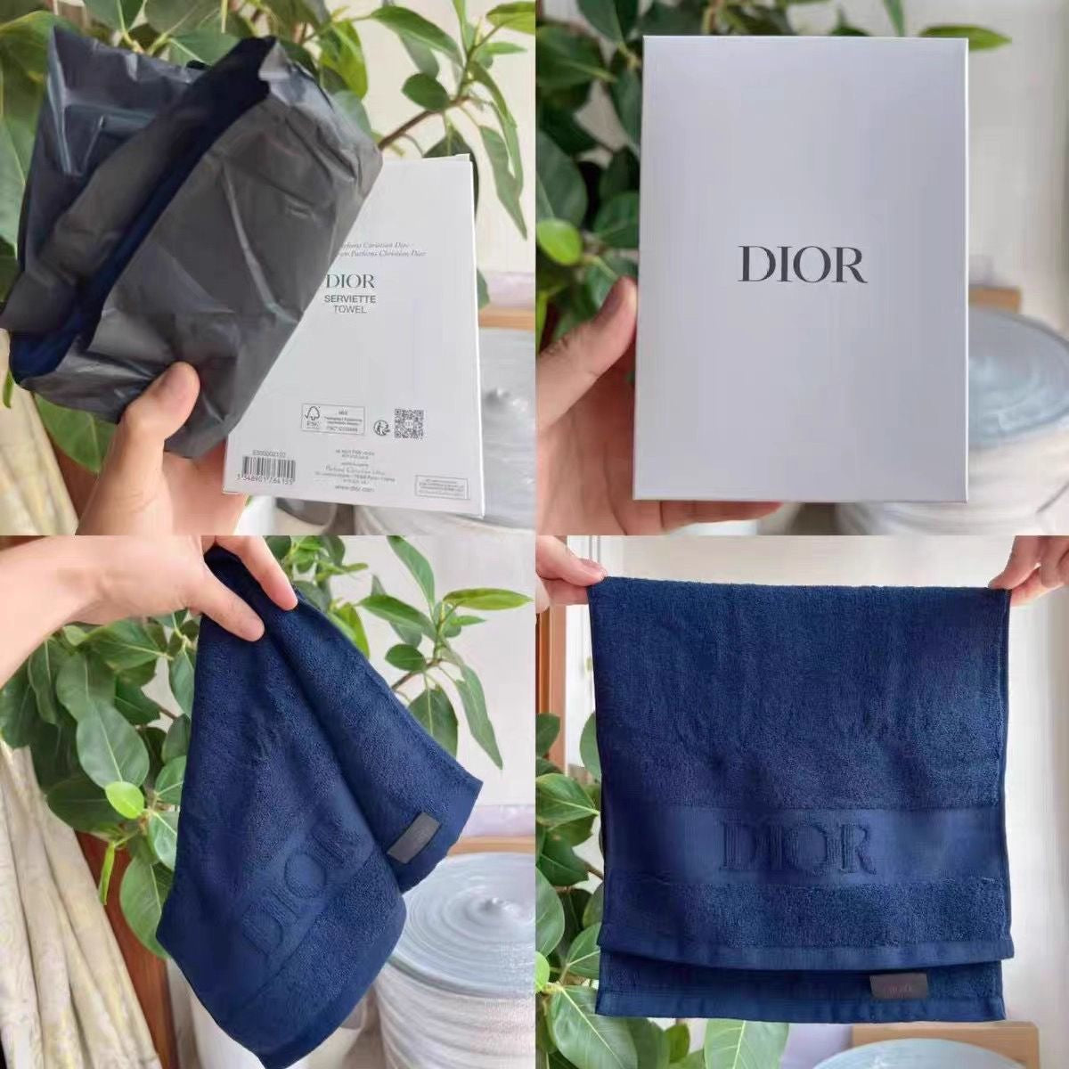 DIOR 100% Cotton Absorbent Navy Wilderness Towel Item NO.:HF-HP006