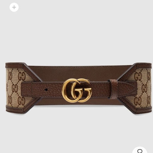 7CM Wide Gucci GG Buckle Classical Jacquard Canvas Genuine Leather Edge Belt   ITEM NO.: CS-BT014