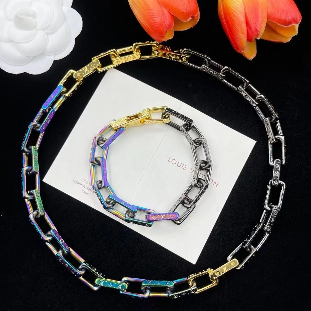 Two-Piece Set Dream Color Necklace & Bracelet Set    ITEM NO.: HF-JL057