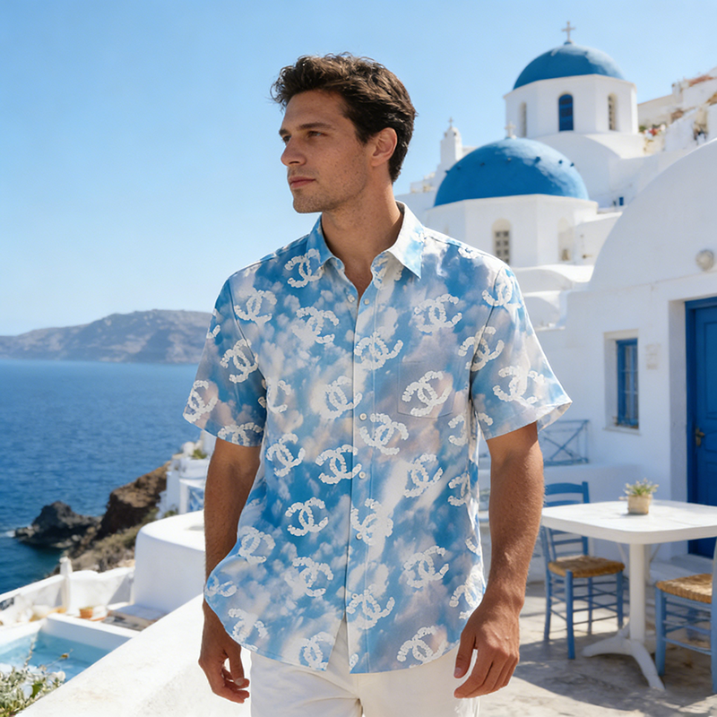 CC Woven Polyester-Spandex Printed Hawaiian Shirt Item NO.:HF-CT003