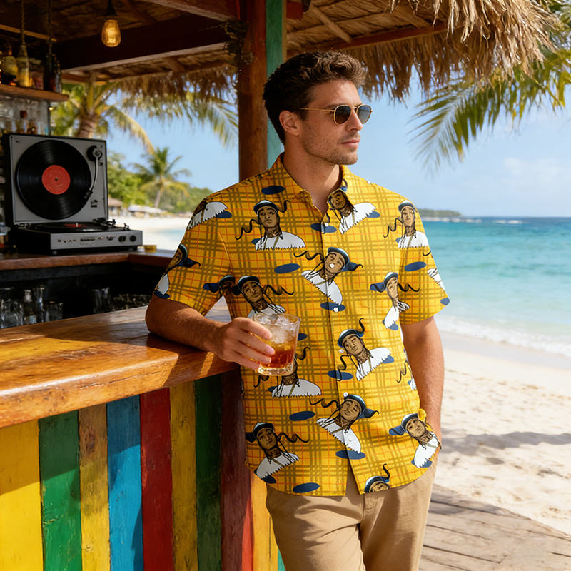 BB Woven Polyester-Spandex Printed Vacation Shirt Item NO.:HF-CT006