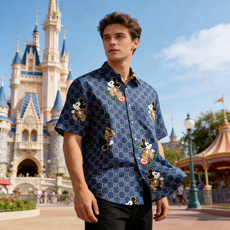 GG Woven Polyester-Spandex Printed Hawaiian Shirt Item NO.:HF-CT002