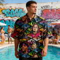 GG Woven Polyester-Spandex Printed Hawaiian Shirt Item NO.:HF-CT002