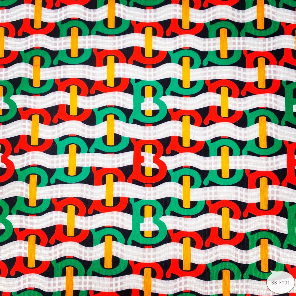 Designer inspired Burberry Pattern digital printed spandex knitted fabrics