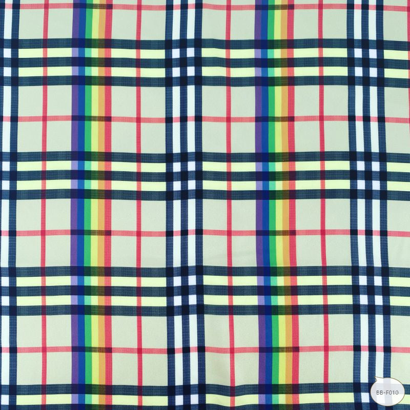 Designer inspired Burberry Pattern digital printed silky satin fabrics