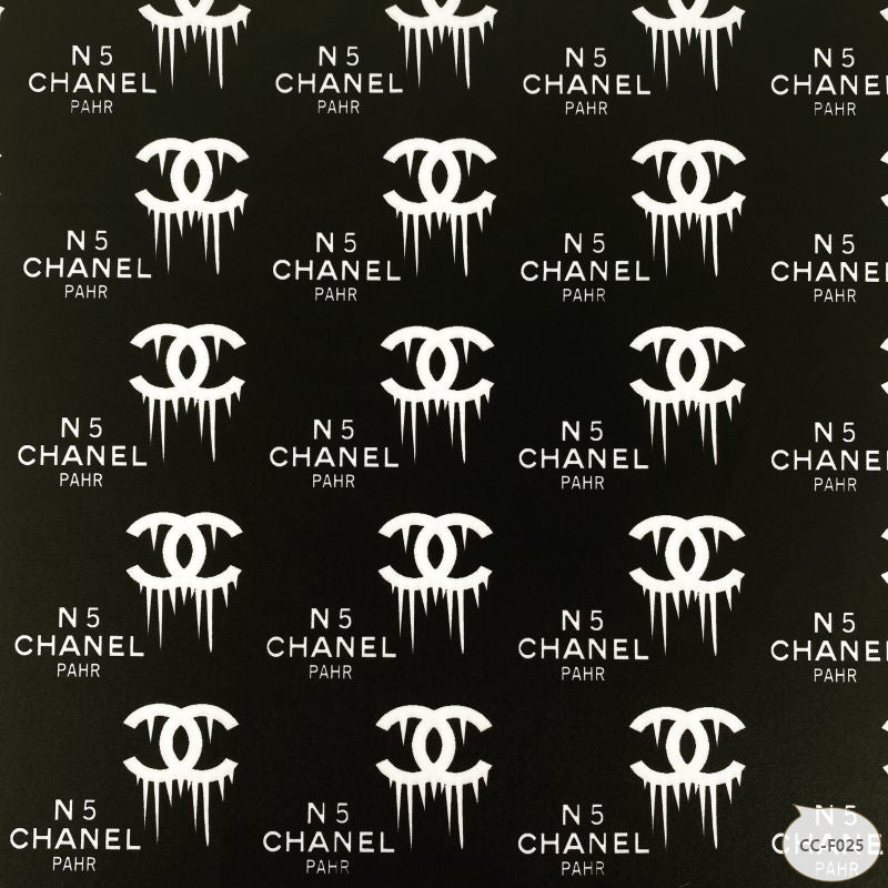 Designer inspired Chanel Pattern digital printed four way spandex fabrics