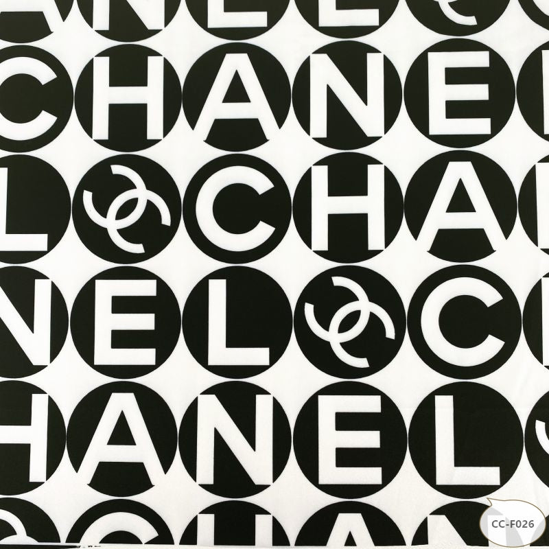 Designer inspired Chanel Pattern digital printed four way spandex fabrics