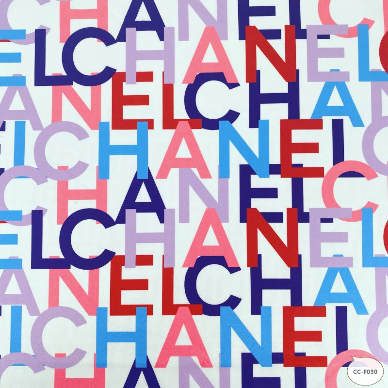 Designer inspired Chanel Pattern digital printed four way spandex fabrics