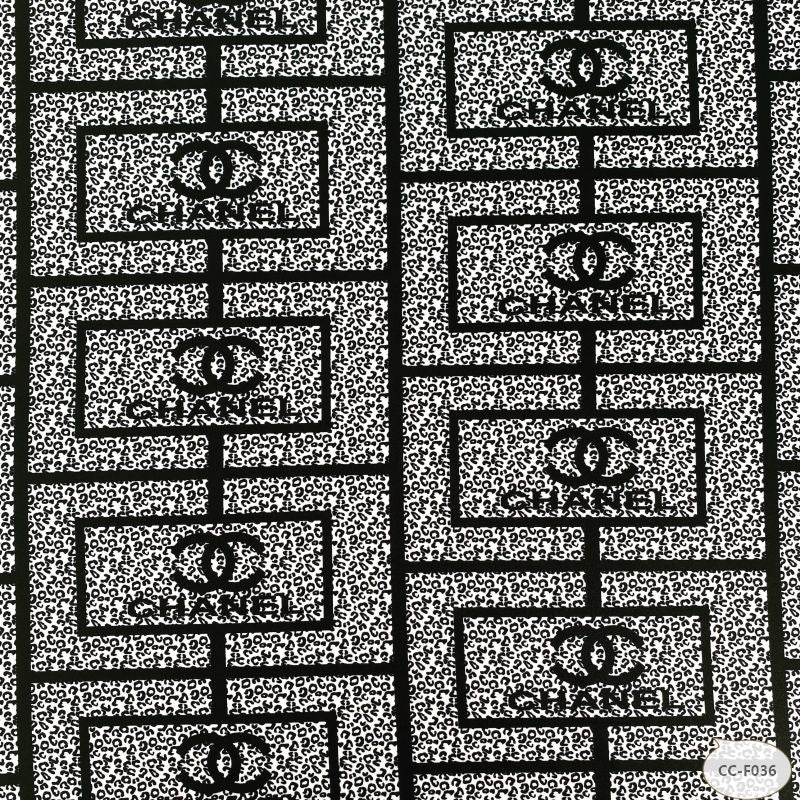 Designer inspired Chanel Pattern digital printed four way spandex fabrics