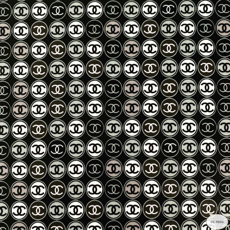 Designer inspired Chanel Pattern digital printed four way spandex fabrics