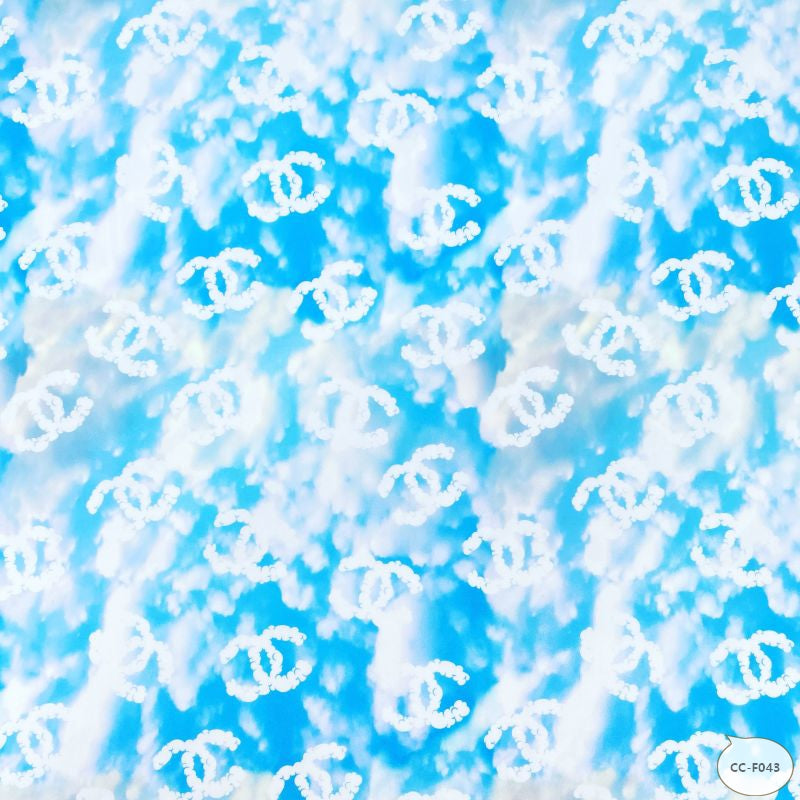 Designer inspired Chanel Pattern digital printed silky satin fabrics