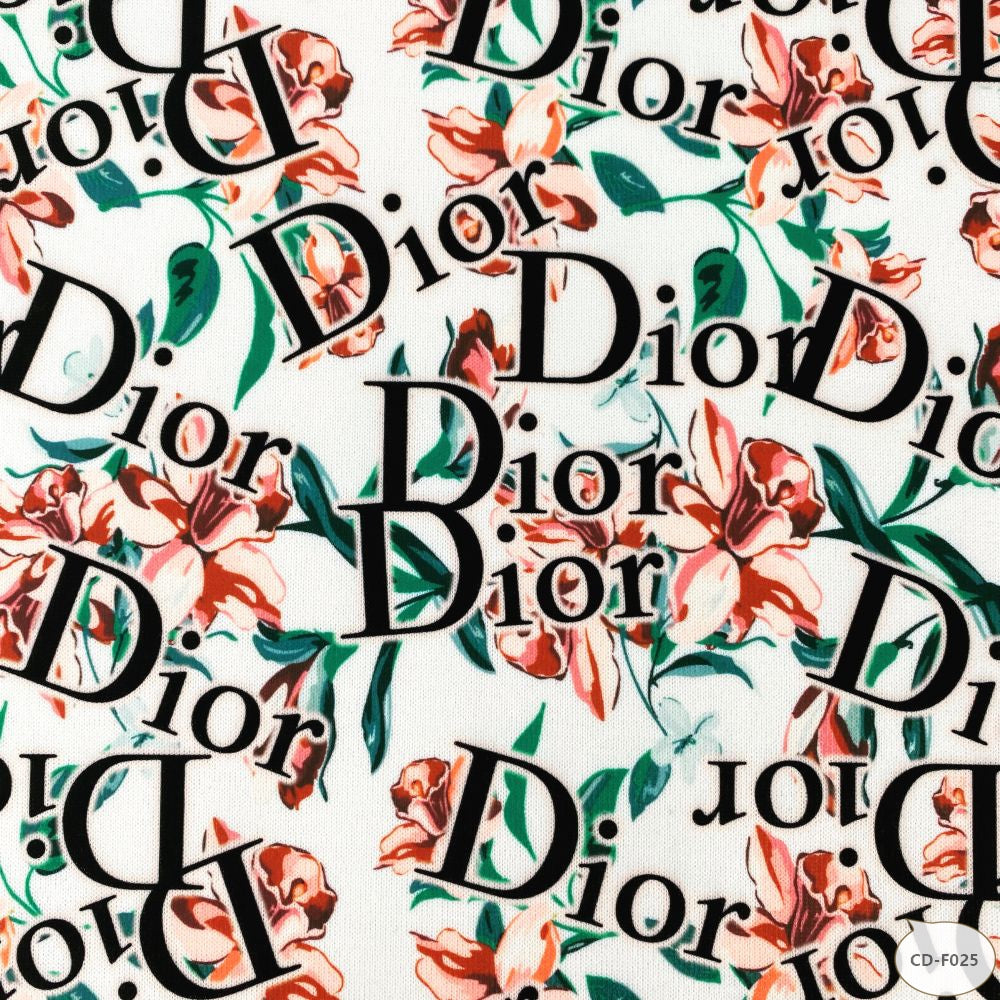 Designer inspired Dior Pattern digital printed spandex knitted fabrics