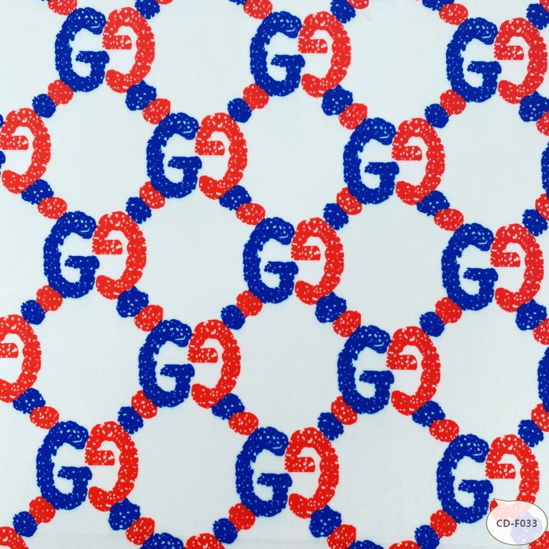 Designer inspired Gucci Pattern digital printed four way spandex fabrics