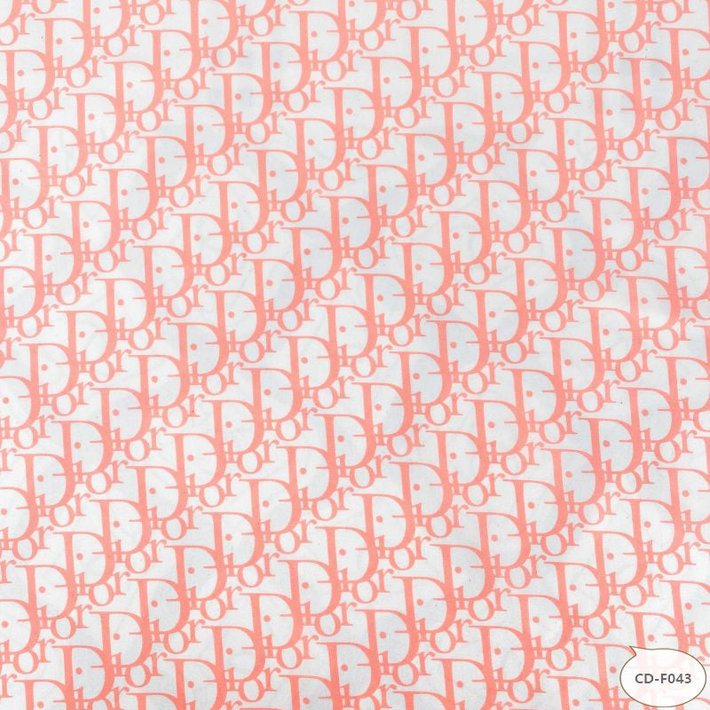 Designer inspired Dior Pattern digital printed silky satin fabrics