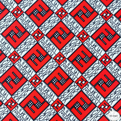 Designer inspired Fendi Pattern digital printed spandex knitted fabrics