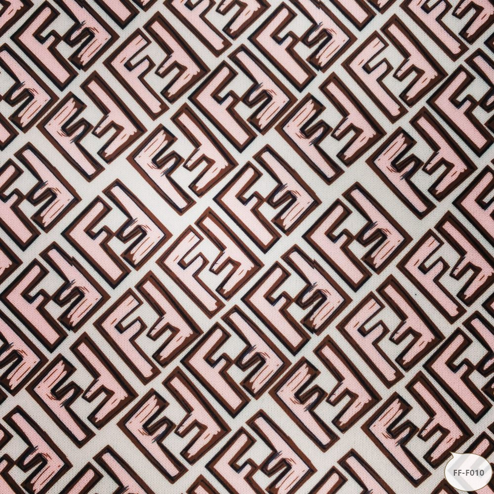 Designer inspired Fendi Pattern digital printed spandex knitted fabrics