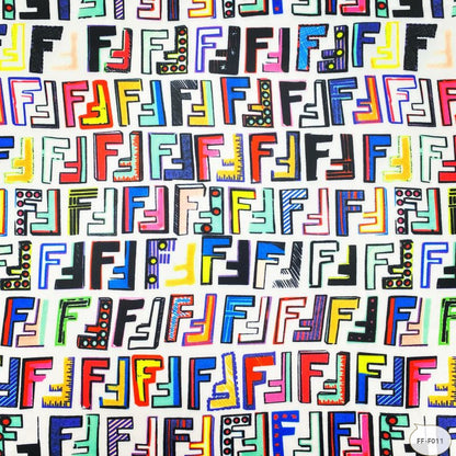 Designer inspired Fendi Pattern digital printed four way spandex fabrics