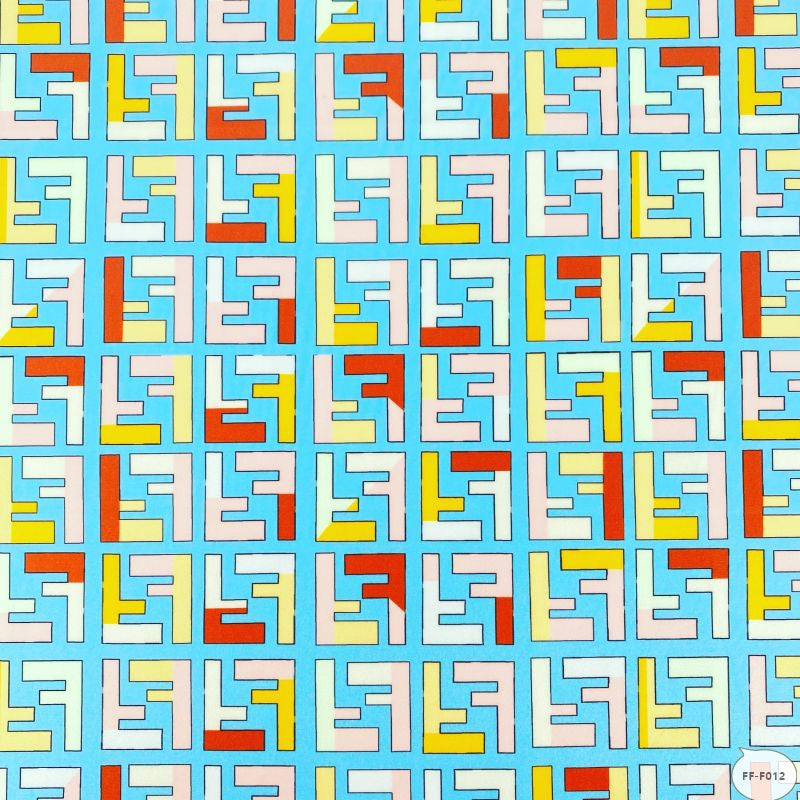 Designer inspired Fendi Pattern digital printed four way spandex fabrics