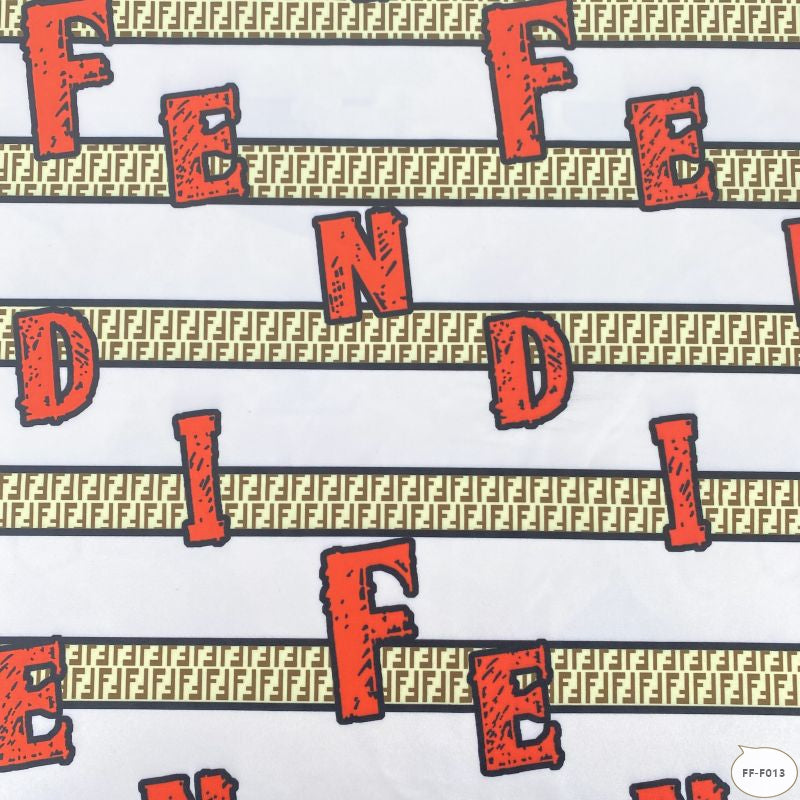 Designer inspired Fendi Pattern digital printed four way spandex fabrics