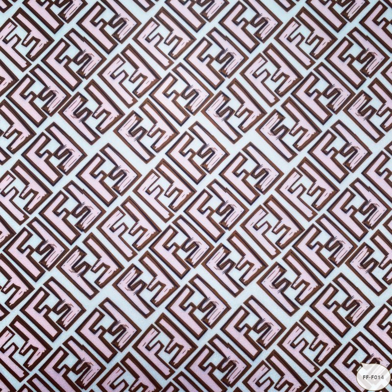 Designer inspired Fendi Pattern digital printed four way spandex fabrics